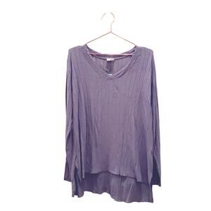 Mote denim Blue Oversized Long Sleeve Lettuce Hem Top new with tag large